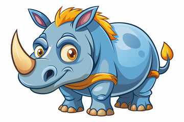 Funny Rhino Vector Illustration Cartoons, Clipart, and Line Art Design on White Background, Playful funny rhino vector design, perfect for cartoons, clipart, and line art on white background