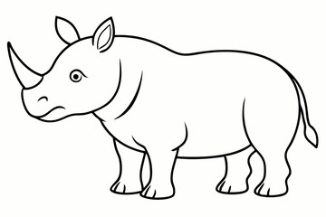 Funny Rhino Vector Illustration Cartoons, Clipart, and Line Art Design on White Background, Playful funny rhino vector design, perfect for cartoons, clipart, and line art on white background