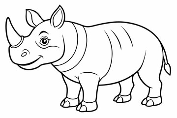 Funny Rhino Vector Illustration Cartoons, Clipart, and Line Art Design on White Background, Playful funny rhino vector design, perfect for cartoons, clipart, and line art on white background