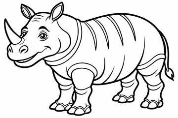 Funny Rhino Vector Illustration Cartoons, Clipart, and Line Art Design on White Background, Playful funny rhino vector design, perfect for cartoons, clipart, and line art on white background