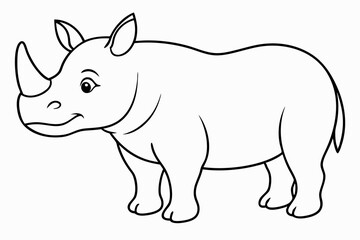 Funny Rhino Vector Illustration Cartoons, Clipart, and Line Art Design on White Background, Playful funny rhino vector design, perfect for cartoons, clipart, and line art on white background