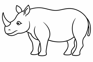 Funny Rhino Vector Illustration Cartoons, Clipart, and Line Art Design on White Background, Playful funny rhino vector design, perfect for cartoons, clipart, and line art on white background