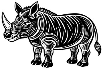 Funny Rhino Vector Illustration Cartoons, Clipart, and Line Art Design on White Background, Playful funny rhino vector design, perfect for cartoons, clipart, and line art on white background