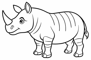 Funny Rhino Vector Illustration Cartoons, Clipart, and Line Art Design on White Background, Playful funny rhino vector design, perfect for cartoons, clipart, and line art on white background