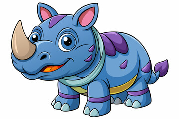 Funny Rhino Vector Illustration Cartoons, Clipart, and Line Art Design on White Background, Playful funny rhino vector design, perfect for cartoons, clipart, and line art on white background