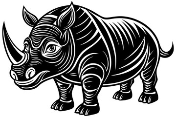 Funny Rhino Vector Illustration Cartoons, Clipart, and Line Art Design on White Background, Playful funny rhino vector design, perfect for cartoons, clipart, and line art on white background