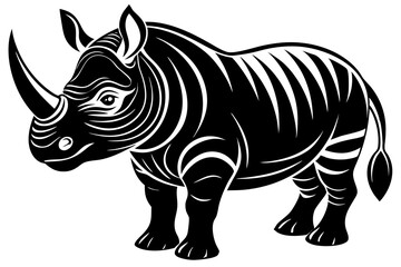 Funny Rhino Vector Illustration Cartoons, Clipart, and Line Art Design on White Background, Playful funny rhino vector design, perfect for cartoons, clipart, and line art on white background