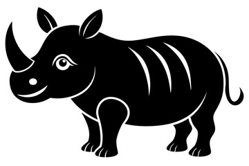 Funny Rhino Vector Illustration Cartoons, Clipart, and Line Art Design on White Background, Playful funny rhino vector design, perfect for cartoons, clipart, and line art on white background