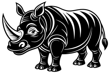 Funny Rhino Vector Illustration Cartoons, Clipart, and Line Art Design on White Background, Playful funny rhino vector design, perfect for cartoons, clipart, and line art on white background