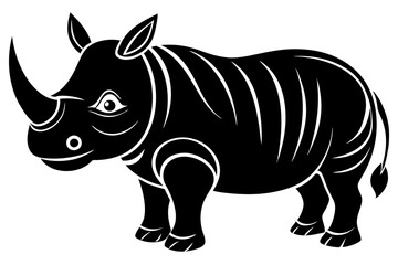 Fototapeta premium Funny Rhino Vector Illustration Cartoons, Clipart, and Line Art Design on White Background, Playful funny rhino vector design, perfect for cartoons, clipart, and line art on white background