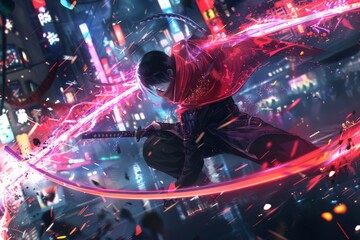 futuristic ninja anime fight