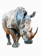 Obraz premium A rhino standing on a white background
