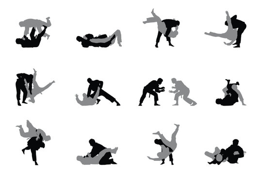 Brazilian Jiujitsu combat silhouette