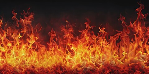 Obraz premium Fiery red flames burning brightly, fire, flames, red, hot, heat, intense, inferno, blaze, glowing, fiery, passionate