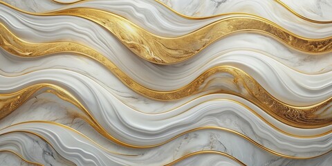 Fototapeta premium Close-up of marble texture with golden waves creating a luxurious and elegant design, marble, texture, golden, waves