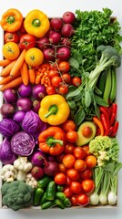 A vibrant display of fresh vegetables, showcasing a variety of colors and shapes for a healthy, wholesome lifestyle.