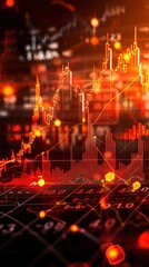Fototapeta premium Dynamic financial chart with glowing elements, representing market trends and data analysis in an engaging visual format.