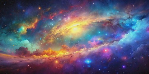 Fototapeta premium Vibrant galaxy with stars and colorful nebula clouds, galaxy, stars, space, vibrant, colorful, celestial, universe, cosmic