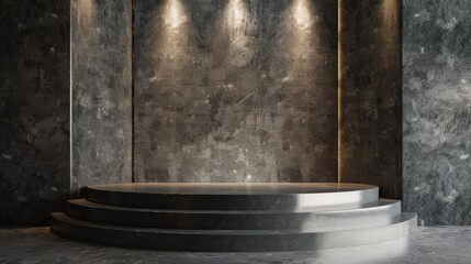 Professional 3D podium setup with studio lights, designed for high-quality product displays.