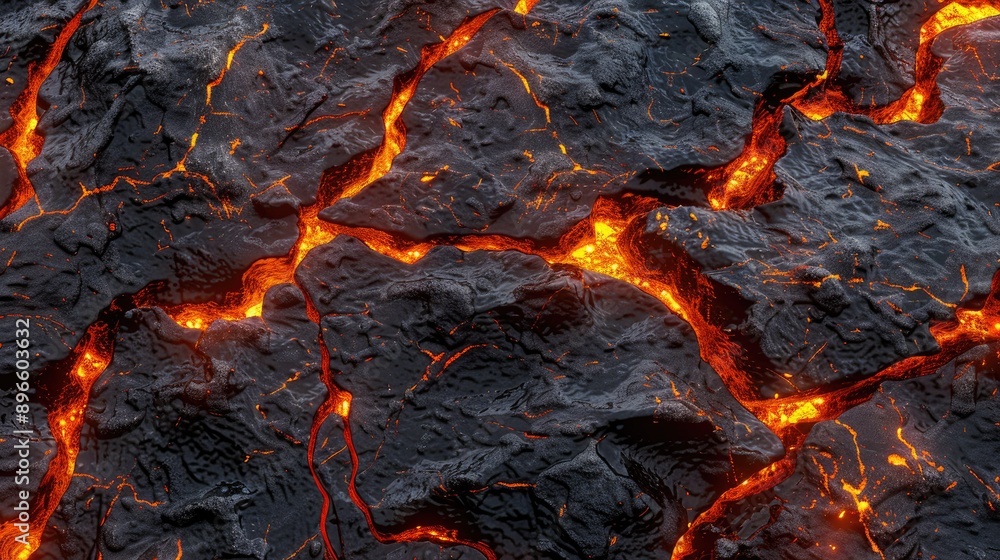 Poster seamless lava texture background with fiery rock and magma flow, creating a hot and molten design.