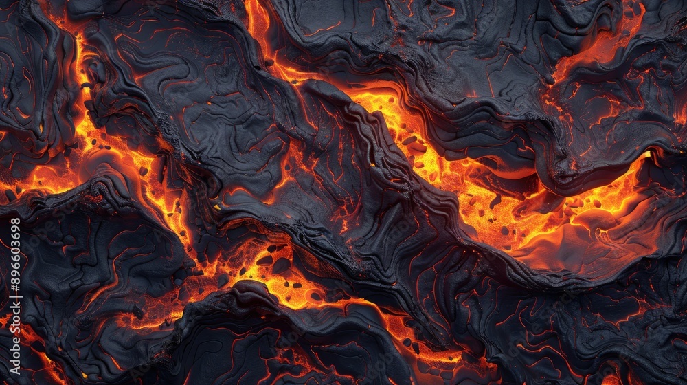 Poster seamless lava texture background with fiery rock and magma flow, creating a hot and molten design.