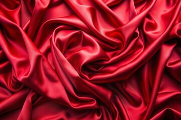 Obraz premium Luxurious red satin fabric with intricate wrinkles and folds, showcasing a rich, velvety texture and deep, bold color in a seamless repeating pattern.