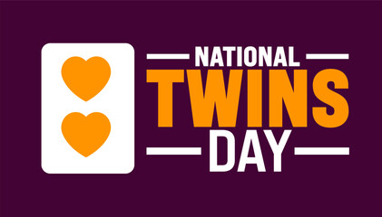 National Twins Day is observed every year in August. Holiday concept. Template for background, banner, card, poster, placard, design template with unique shapes with standard color.