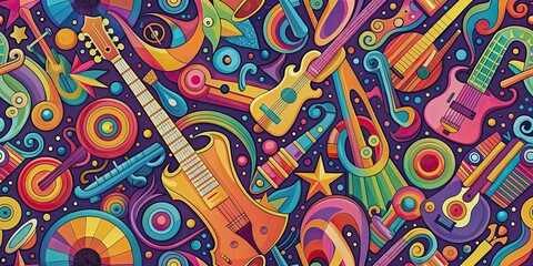 Funky acid jazz abstract pattern with modern typography, perfect for a musician's album cover or concert flyer