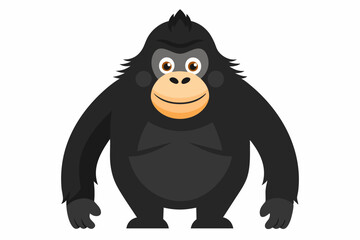 Funny Gorilla Vector Illustration Cartoon, Clipart, Line Art Design on White Background, Funny gorilla vector illustration with white background, ideal for cartoons, clipart, and designs