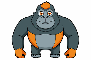 Funny Gorilla Vector Illustration Cartoon, Clipart, Line Art Design on White Background, Funny gorilla vector illustration with white background, ideal for cartoons, clipart, and designs