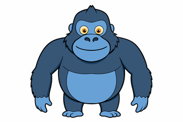 Funny Gorilla Vector Illustration Cartoon, Clipart, Line Art Design on White Background, Funny gorilla vector illustration with white background, ideal for cartoons, clipart, and designs
