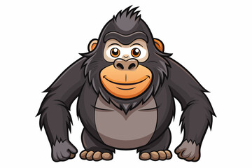 Funny Gorilla Vector Illustration Cartoon, Clipart, Line Art Design on White Background, Funny gorilla vector illustration with white background, ideal for cartoons, clipart, and designs