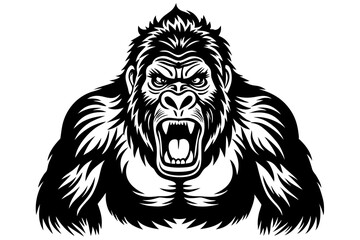 Funny Gorilla Vector Illustration Cartoon, Clipart, Line Art Design on White Background, Funny gorilla vector illustration with white background, ideal for cartoons, clipart, and designs © raseldesigner93