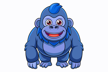 Funny Gorilla Vector Illustration Cartoon, Clipart, Line Art Design on White Background, Funny gorilla vector illustration with white background, ideal for cartoons, clipart, and designs