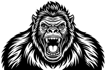 Funny Gorilla Vector Illustration Cartoon, Clipart, Line Art Design on White Background, Funny gorilla vector illustration with white background, ideal for cartoons, clipart, and designs