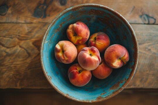 Freestone Peach in a bowl, Top View