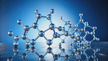 Molecular structures with mirror reflection effect on plain background, science, symmetry, chemistry, molecular