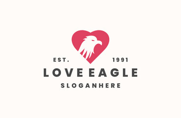 Obraz premium love eagle logo style illustration vector design