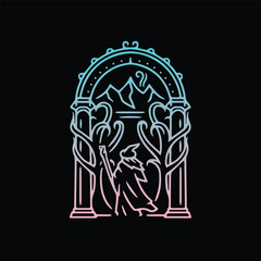 Ink line illustration witch designed for Halloween