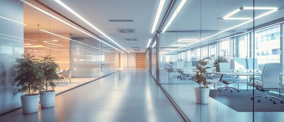 Obraz premium Blurred office corridor with defocused effect ideal for business concept backdrop