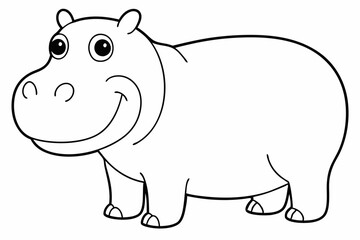 Funny Hippo Vector Illustration Cartoons, Clipart, Line Art Design on White Background, Playful funny hippo vector illustration on a white background - perfect for fun designs