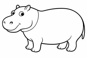 Funny Hippo Vector Illustration Cartoons, Clipart, Line Art Design on White Background, Playful funny hippo vector illustration on a white background - perfect for fun designs