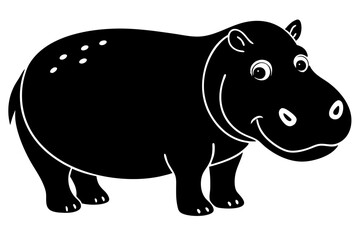 Funny Hippo Vector Illustration Cartoons, Clipart, Line Art Design on White Background, Playful funny hippo vector illustration on a white background - perfect for fun designs