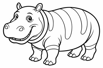 Funny Hippo Vector Illustration Cartoons, Clipart, Line Art Design on White Background, Playful funny hippo vector illustration on a white background - perfect for fun designs