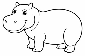 Funny Hippo Vector Illustration Cartoons, Clipart, Line Art Design on White Background, Playful funny hippo vector illustration on a white background - perfect for fun designs