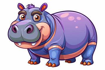 Funny Hippo Vector Illustration Cartoons, Clipart, Line Art Design on White Background, Playful funny hippo vector illustration on a white background - perfect for fun designs