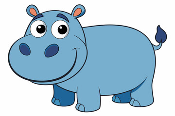 Funny Hippo Vector Illustration Cartoons, Clipart, Line Art Design on White Background, Playful funny hippo vector illustration on a white background - perfect for fun designs