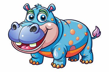 Funny Hippo Vector Illustration Cartoons, Clipart, Line Art Design on White Background, Playful funny hippo vector illustration on a white background - perfect for fun designs