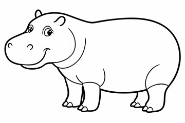 Funny Hippo Vector Illustration Cartoons, Clipart, Line Art Design on White Background, Playful funny hippo vector illustration on a white background - perfect for fun designs
