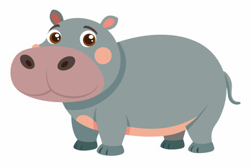 Funny Hippo Vector Illustration Cartoons, Clipart, Line Art Design on White Background, Playful funny hippo vector illustration on a white background - perfect for fun designs